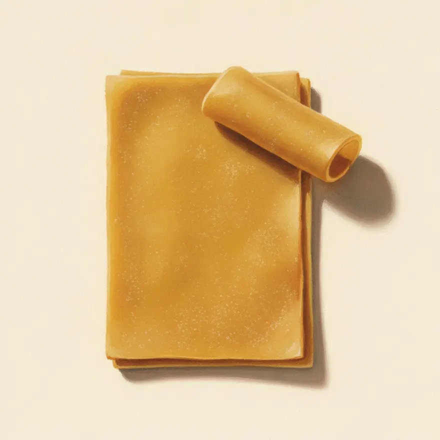 Gouache illustration of Cannelloni