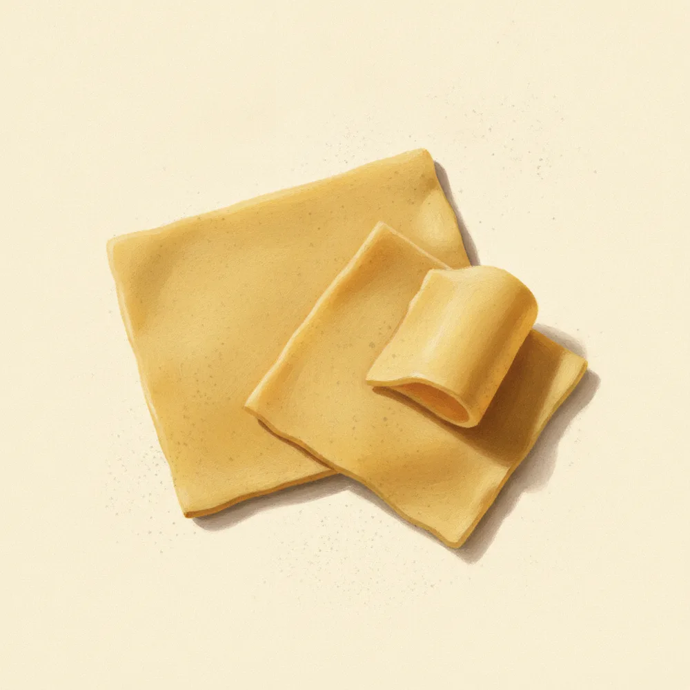 Gouache illustration of Maltagliati