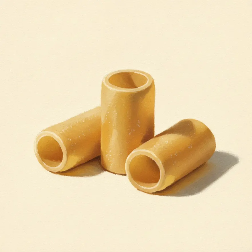 Gouache illustration of Paccheri